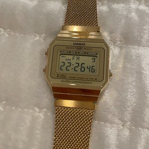 Casio Unisex Gold-Tone Stainless Steel Mesh Bracelet Watch 35.5mm
